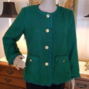 Green Joan Rivers Chic Woven Jacket blazer